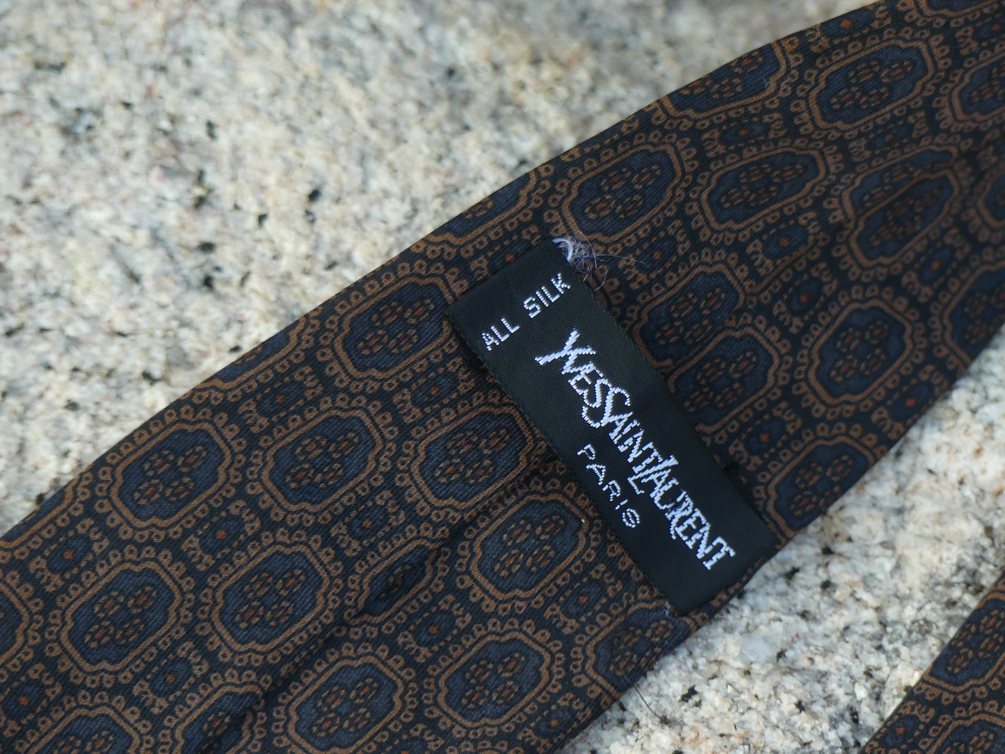 YVES SAINT LAURENT VINTAGE TIE BROWN - La Vague Vintage Shop 