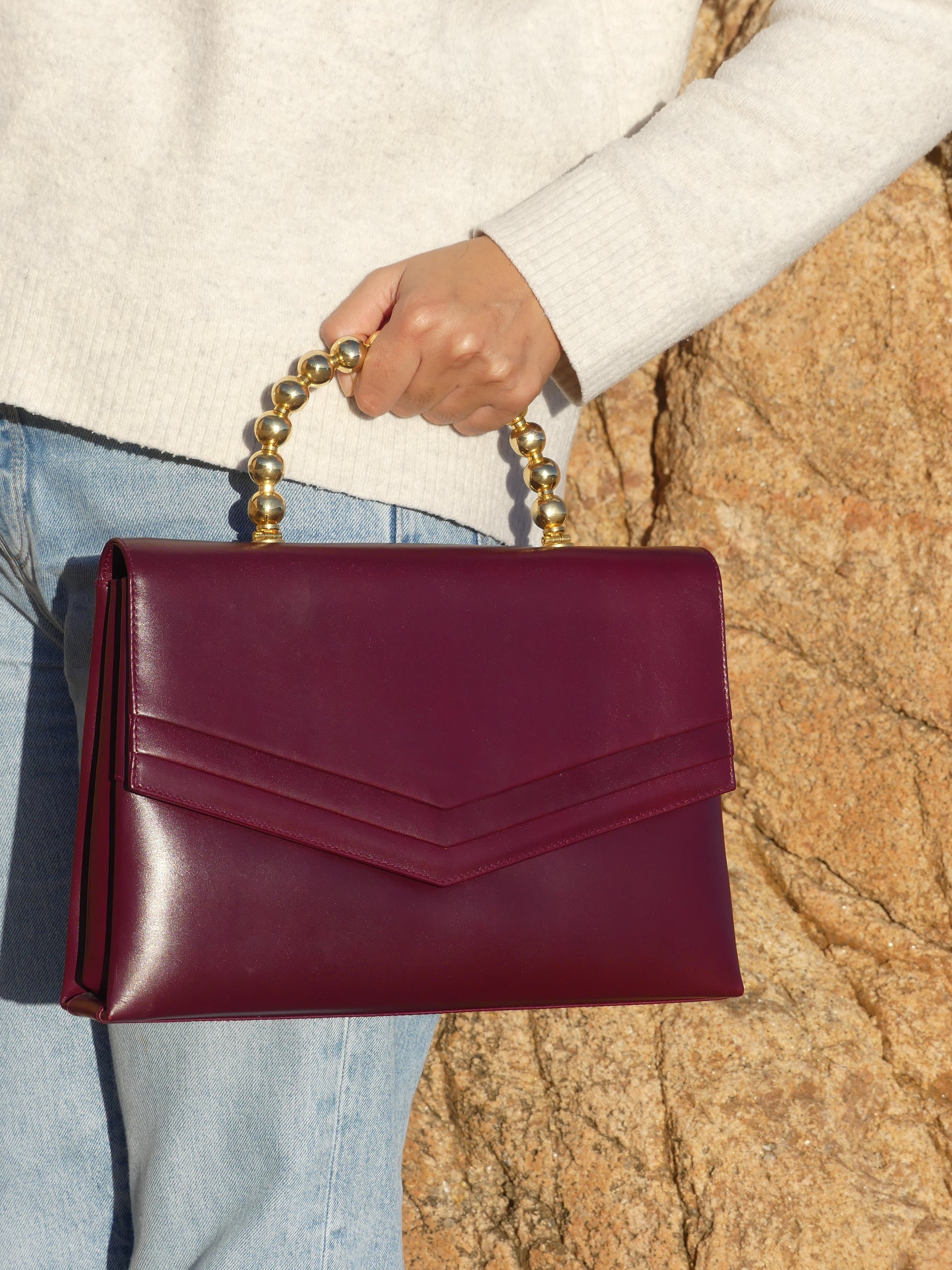 BORDEAUX HANDBAG - La Vague Vintage Shop 